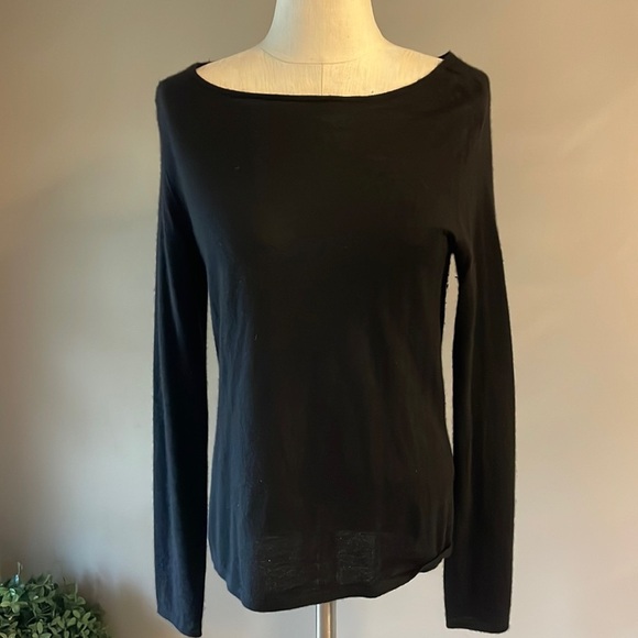 Garfield & Marks women’s 100% cashmere sweater cowl drape open back black L - Picture 1 of 7